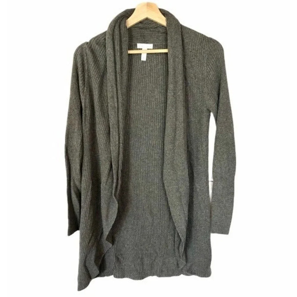 Nordstrom Leith Dark Gray Dolman Sleeve Open Front Cardigan Sweater XS - Picture 2 of 6